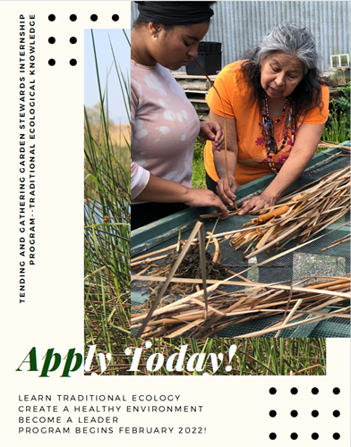 Flyer for TEK program with two women working with plants